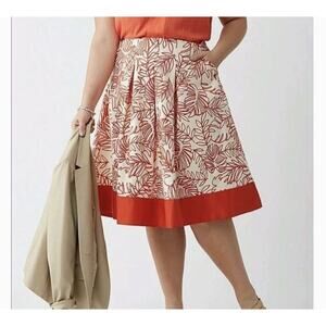 Lane Bryant Orange Red Palm Leaf A-Line High Waist Skirt